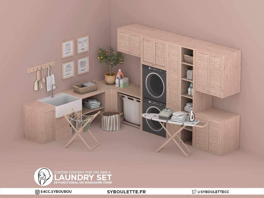 Sims 4 Best Furniture CC Laundry Set